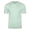 Flat lay of men’s green knit tee in cotton-silk with crew neck and short sleeves